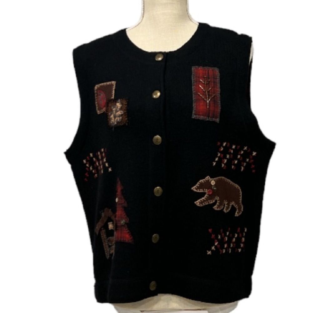 Woolrich Black Sweater Vest with Red Accents